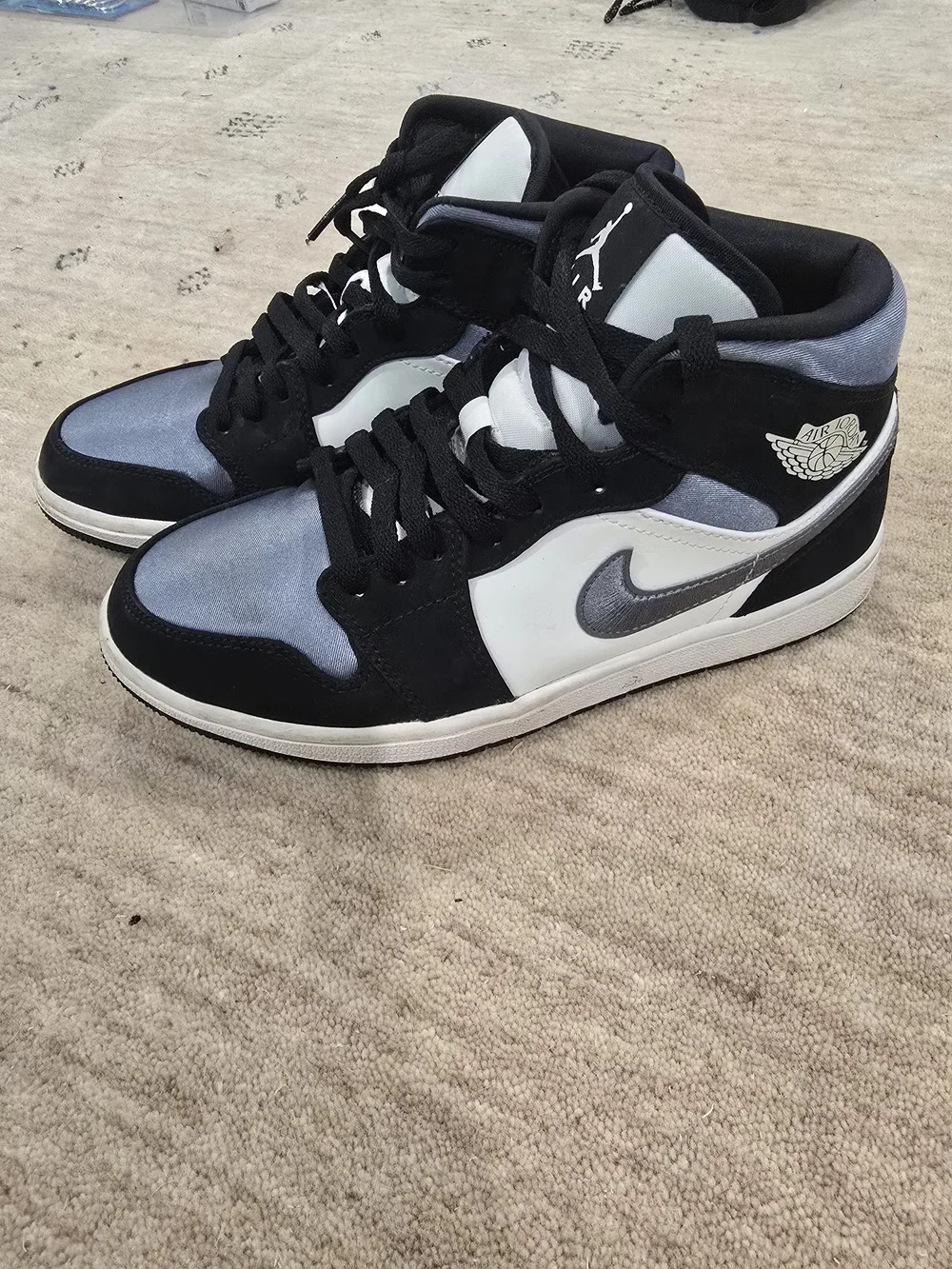 Air Jordan Men's High-Top Sneakers in Black, White & Silver